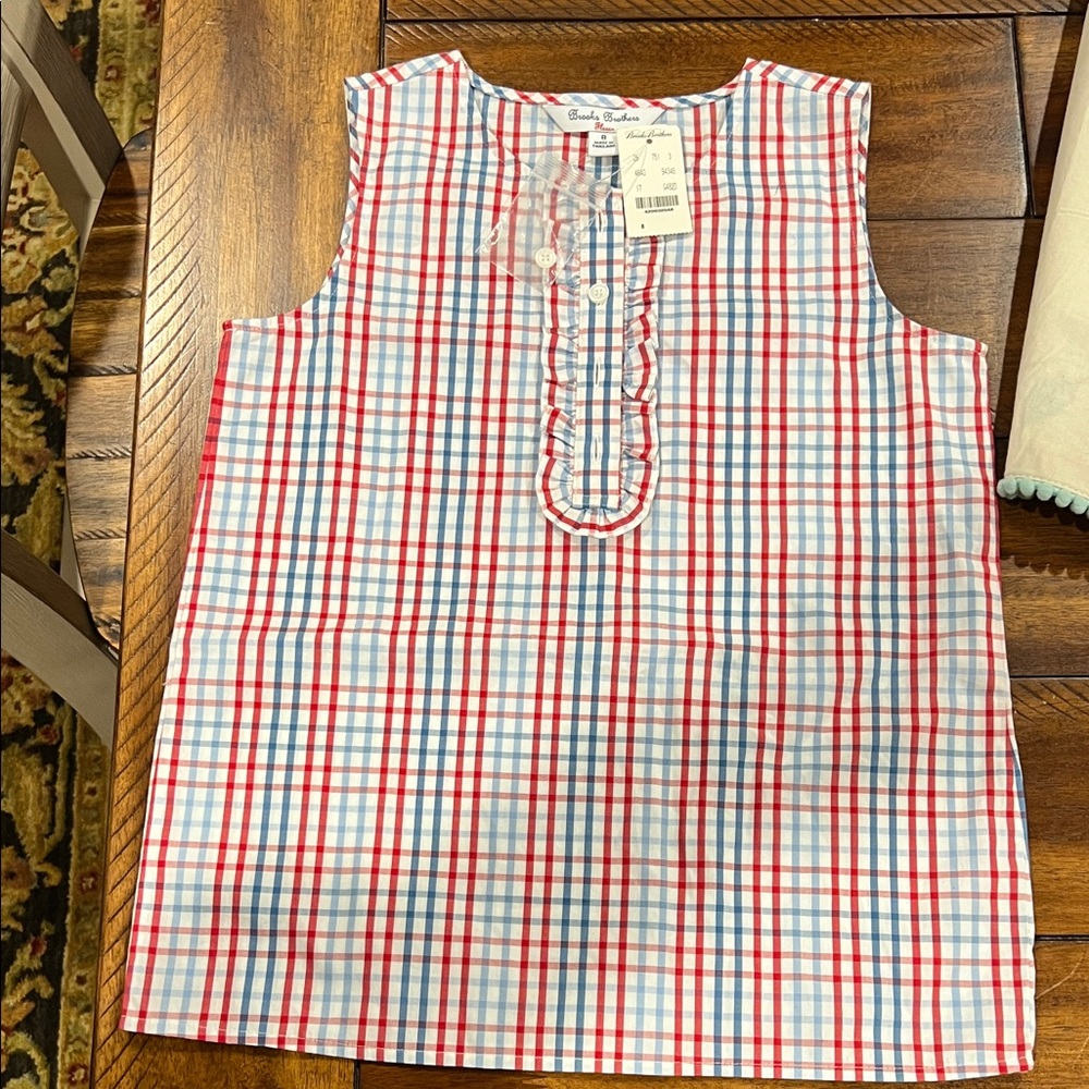 Girls Brooks Brothers Red and Blue Plaid Sleeveless Top NWT July 4 America